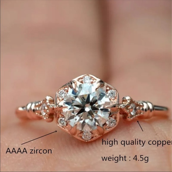 New White Cubic Zirconia  Rose Gold Color ring - Picture 3 of 5